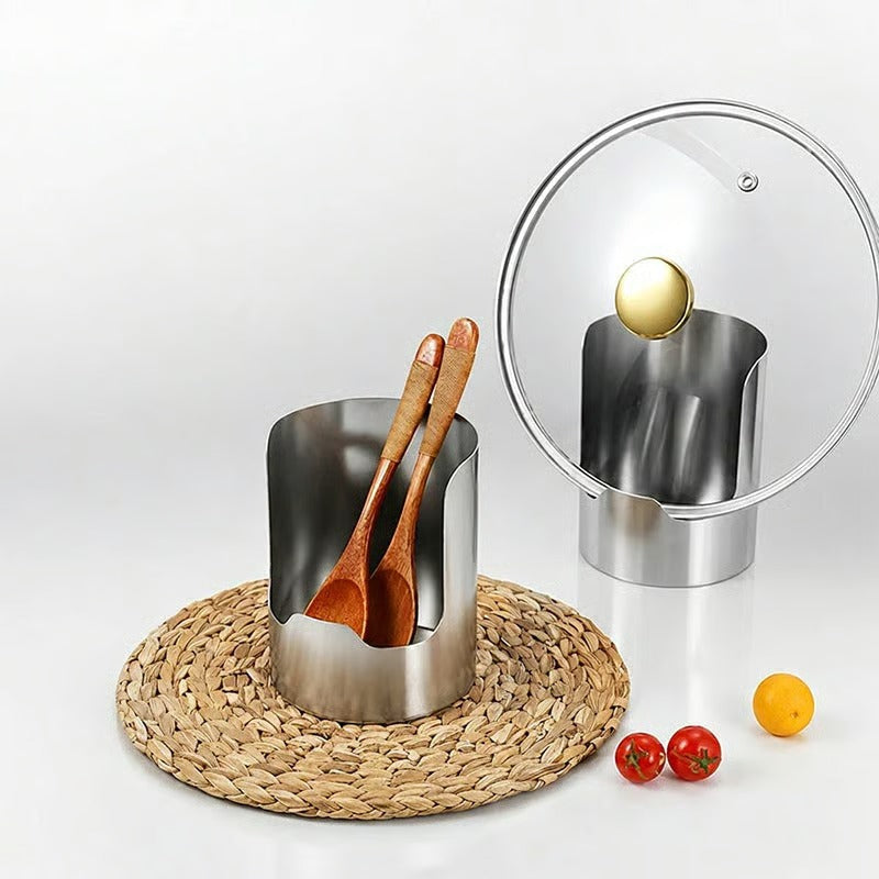 🧑🍳 Multi-Functional Kitchen Utensil Holder – Holds pot lids, spatulas & cutting boards. Thickened stainless steel, space‑saving. 🛡️✨