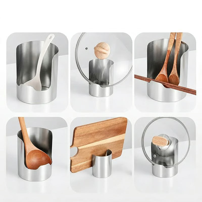 🧑🍳 Multi-Functional Kitchen Utensil Holder – Holds pot lids, spatulas & cutting boards. Thickened stainless steel, space‑saving. 🛡️✨