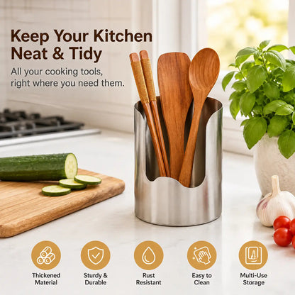 🧑‍🍳 Multi-Functional Kitchen Utensil Holder – Holds pot lids, spatulas & cutting boards. Thickened stainless steel, space‑saving. 🛡️✨