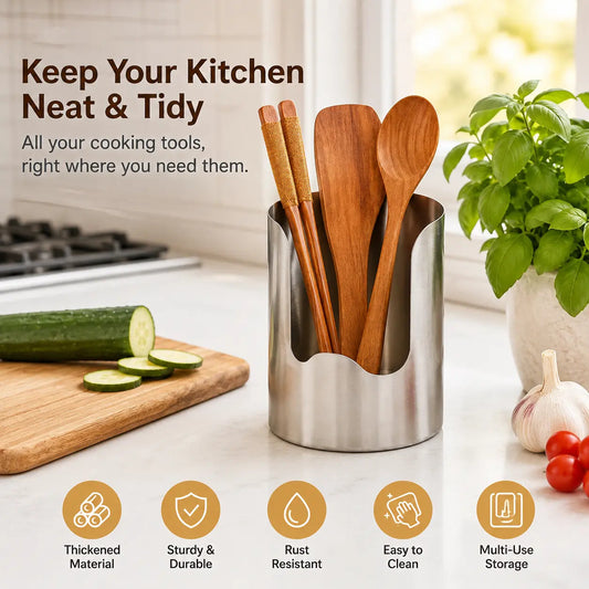 🧑‍🍳 Multi-Functional Kitchen Utensil Holder – Holds pot lids, spatulas & cutting boards. Thickened stainless steel, space‑saving. 🛡️✨