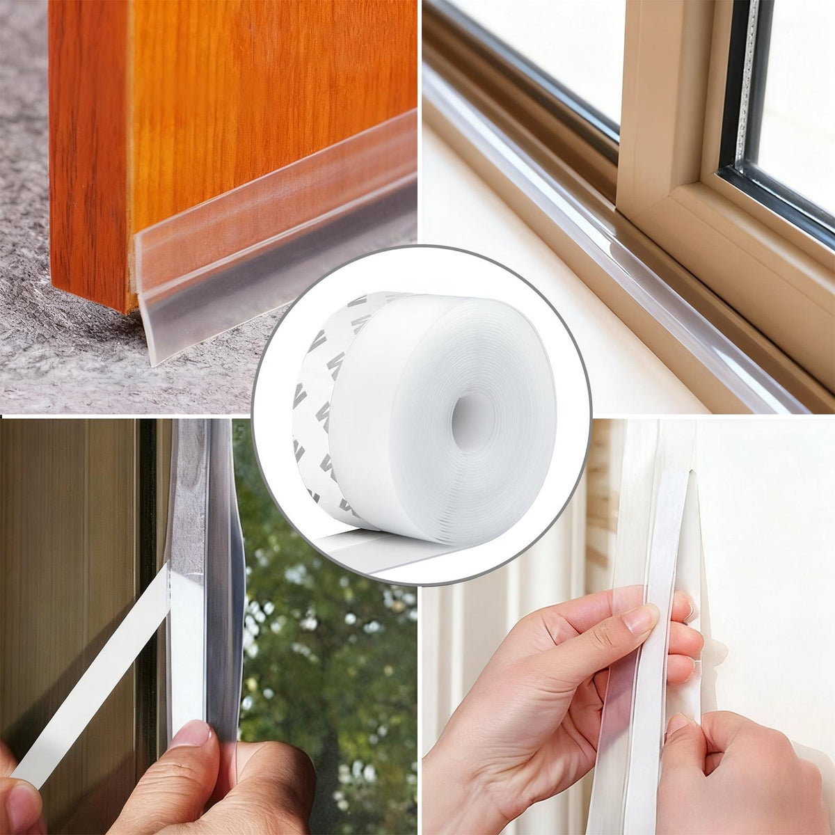 Silicone Seal Strip for Doors, Strong Adhesive Weather Stripping 16.4Ft*1.38in